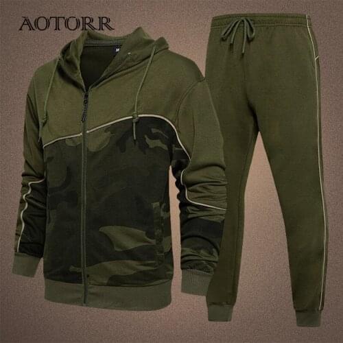 Camouflage Tracksuit Men Set Autumn Spring 2021 Mens 2 pieces Sets New Youth Casual Fitness Clothing Tracksuits Splicing Set