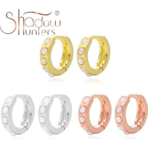 SHADOWHUNTERS Real 925 Sterling Silver Huggies Hoop Earrings With Opal Stone For Women Silver 925 Jewelry Making High Quality