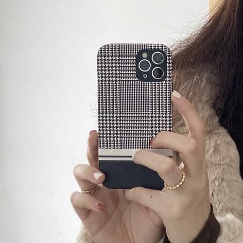 Tobebest Chic Houndstooth Leather IMD 2in1 Soft Phone Cases for iPhone 12 Pro Max 11 Pro Max X XS XR 8 Plus 12mini Back Cover