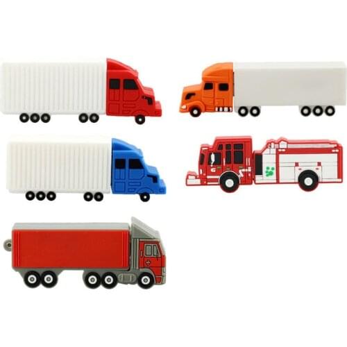 Cartoon Pendrive Fire Truck Usb Flash Drive Fire Engine Pen Drive U Disk 4GB 8GB 16GB Flash Card Mini Car Memory Stick Storage