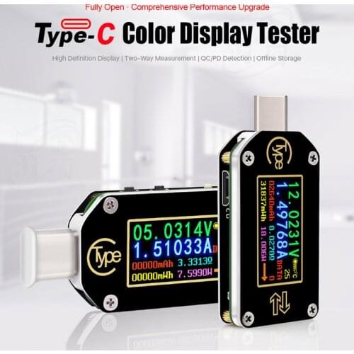 Usb тестер TC66/TC66C Type-C PD trigger USB-C Voltmeter ammeter voltage 2 way current meter multimeter PD charger battery