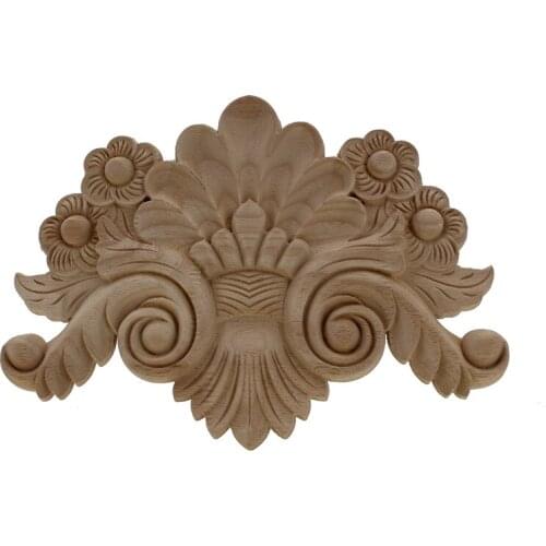 VZLX Wood Applique Decal Floral Onlay Vintage For Wall Doors Cabinet Furniture Home Decor Decoration Accessories Modern