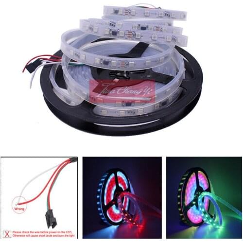 WS2811 60led/m 24V LED strip Addressable Digital RGB flexible IP67 waterproof 5M new