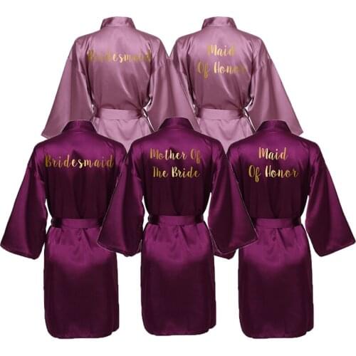 Women Silk Satin Robe Bride Bridesmaid Robes Wedding Bridal Robes Bathrobe Bride Team Plus Size Dressing Gown