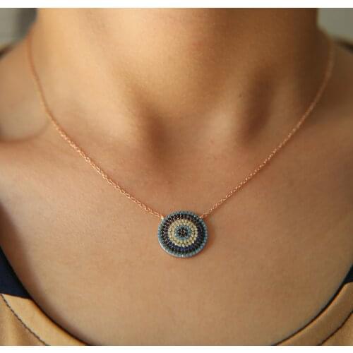 100% fine 925 sterling silver jewelry round disco charm colorful pendant girl women Bohemia fashion necklace