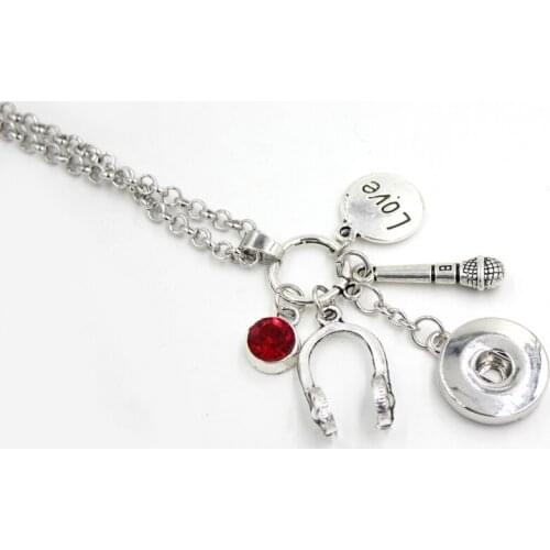 10pcs Wholesale 18mm Snap Jewelry Music Necklace DJ Microphone Pendant Necklace Snap Necklaces Music Lovers DJ Gifts