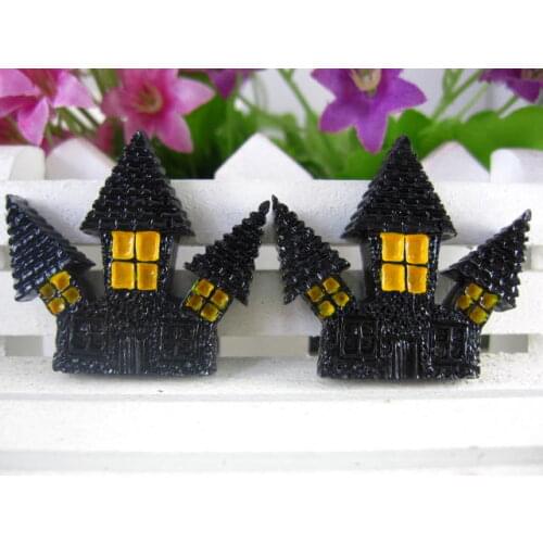30pcs/lot kawaii flat back resin Halloween castle in the hat DIY resin cabochons accessories 34*32mm