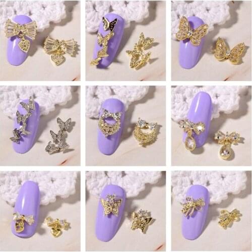 3D Super Flash Diamond Nail New Nail Decoration Butterfly Jewelry Cats Eye Bow Zircon