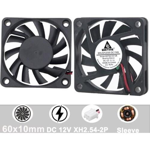 5 pcs Gdstime 60mm DC 12V 2PIN 6cm cooler fan 60x60x10mm 6010 for computer PC CPU cooling case