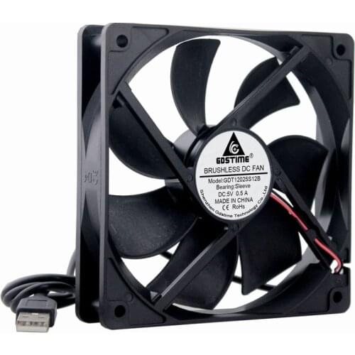 Gdstime 50 Pcs USB Cooler High Airflow 120mm x 25mm 12025 5V DC PC Case Cooling Fan 12cm 120x120x25mm High Speed 2000RPM