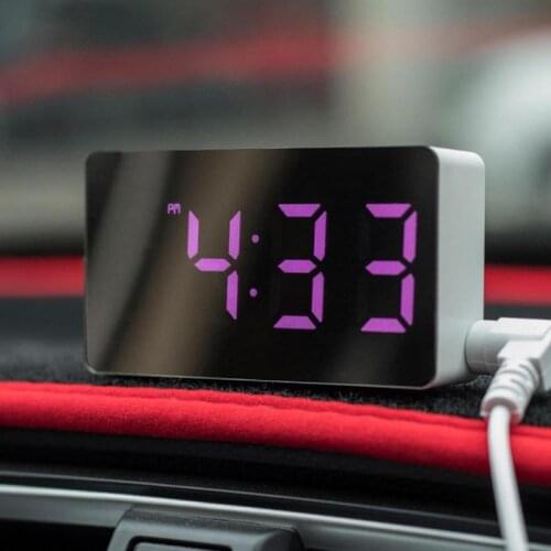 7 * 4cm Mini Desk Alarm Clock Digital Mirror Led Large Display Bedroom Snooze Timer Home Electronic Table Clock Usb Constant Lig