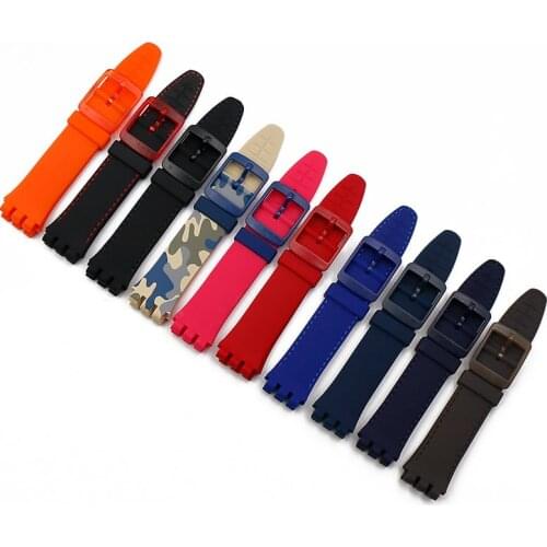 Watch accessories 19mm silicone strap mens pin buckle for Swatch device 51 planet SUTS401SUTR400SUTB400/402SUTW400 female strap