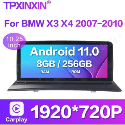 8+256G For BMW X3 X4 2007-2010 Android 11 Car Multimedia Player Car Stereo GPS Navigation Auto Radio Head unit DSP IPS 10.25inch