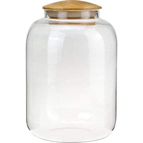 550ml Bamboo Lid Candy Jar High Borosilicate Food Grain Container Transparent Glass Storage Tank