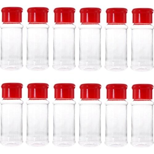 12 Pcs Plastic Spice Salt Pepper Shakers Seasoning Jar Can Barbecue Condiment Jar Bottles Cruet Container Kitchen Seasoning Bo