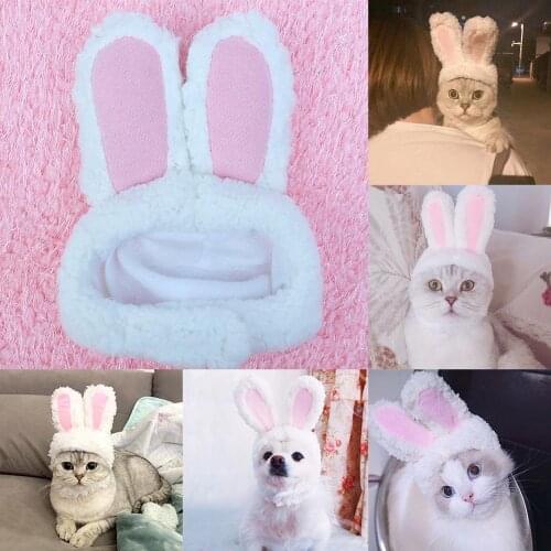 White Cotton Winter Cute Pet Bunny Warm Ears Cap Hat Rabbit Ear Cosplay pet Costume Decoration P9S2