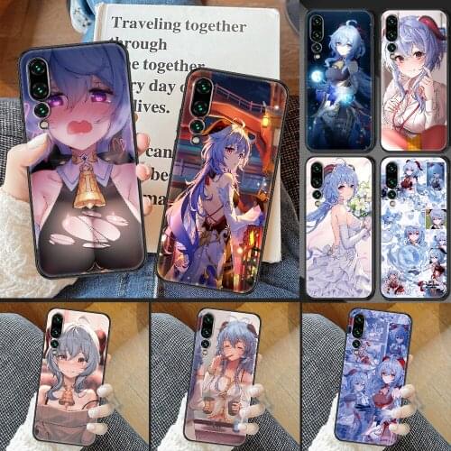 Genshin Impact Ganyu Phone case For Huawei P Mate P10 P20 P30 P40 10 20 Smart Z Pro Lite 2019 black luxury back tpu cover