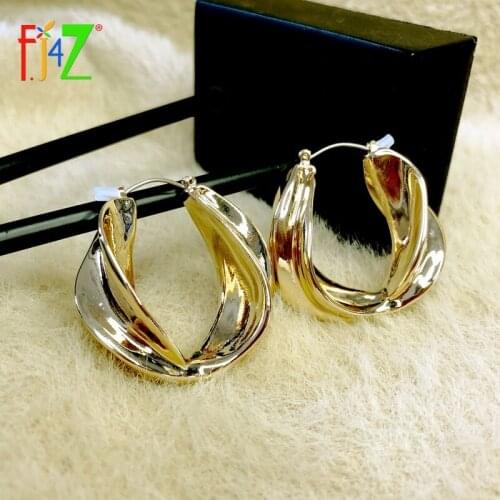 F.J4Z Trend Hoop Earrings for Women Fashion Chunky Earring Twisted Alloy Lady T-Show Earrings Jewelry Gifts Dropship