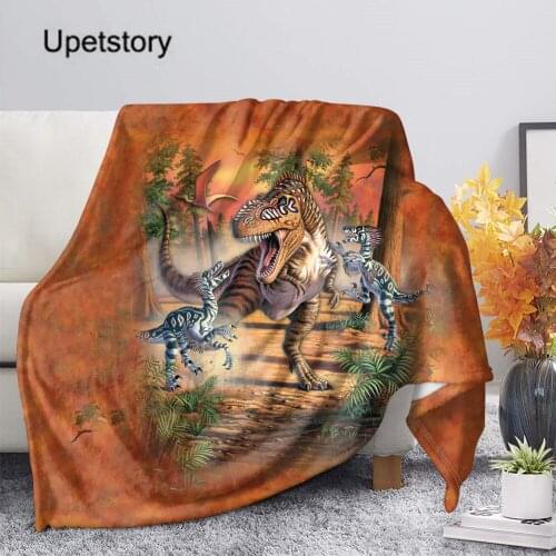 Upetstory Custom Photo Design 2020 Flannel Fleece Blanket 3D Dinosaur Pattern Sofa Warm Bed Throw Blanket Adult Blanket