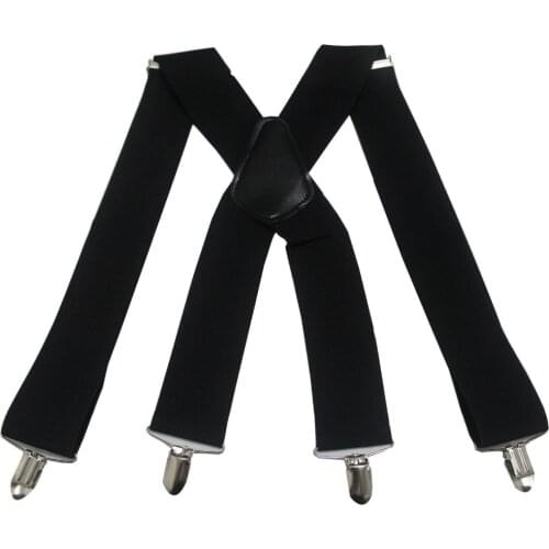 Suspenders Men 2 Inch 50mm Wide Adjustable Four Clip-on X- Back Elastic Black Red Grey Heavy Duty Braces Suspenders Mens