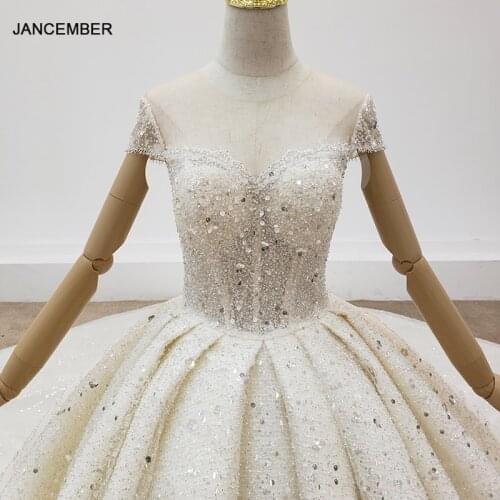 HTL1448 Wedding Dress Whole Sequin Transparent O Neck Wedding Gowns Lace Up Pleat Cap Sleeves Tassel vestidos novia bodas playa