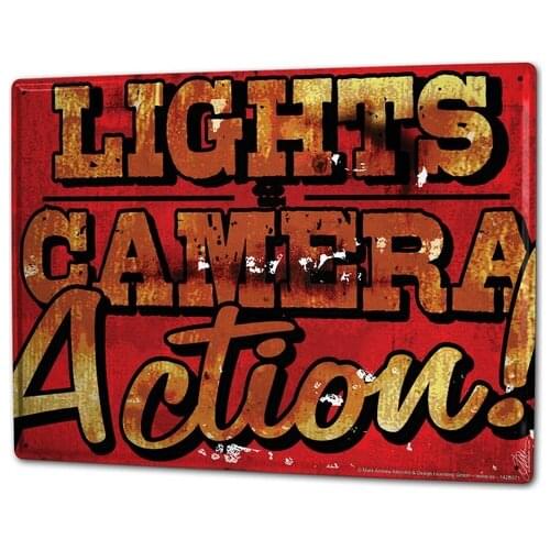 Cartel de estaño con motivo nostálgico M.A. Acción de cámara de luces Allen