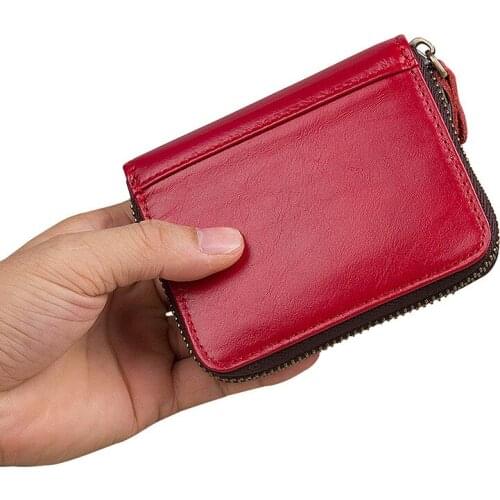 Men Business Card Holder Genuine Leather Credit Card Holder Women Zipper Pocket Unisex Card Case Zipper Coin Purse