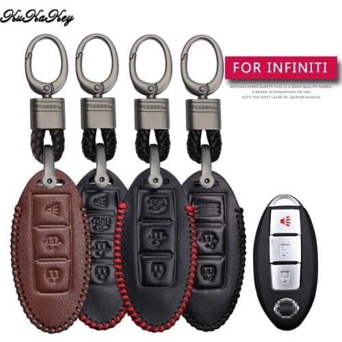 Leather Car Key Case Cover Protection Shell Skin For Infiniti Q50 FX35 FX FX37 G37 G35 Car Keyring Keychain