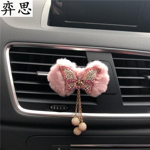Metal fluffy bow car perfume clip Lady car styling perfume Lovely butterfly shape car air freshener Air Conditioning decoration