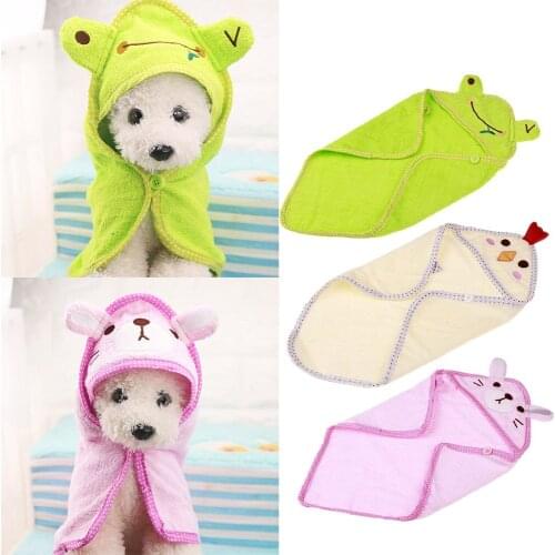 Cute Cartoon Pet Dog Soft Absorbent Hoodies Bathing Drying Towel Blanket Bathrobes for Small Medium Large Dogs 55x55cm