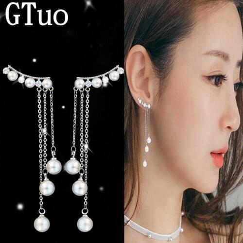 Fashion Elegant Simulated Pearl Pendant Long Drop Earrings For Women Chain Tassel Earrings Female Hypoallergenic Earring Brincos