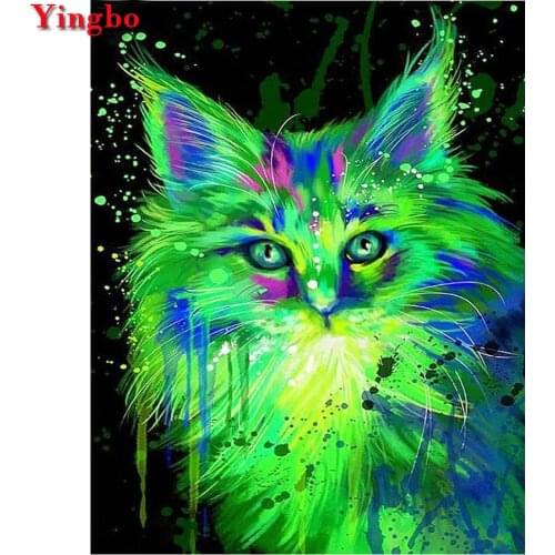 DIY Diamond Painting kit Noctilucent green cat Cross Stitch Full Diamond Embroidery Patterns rhinestones Mosaic home decor