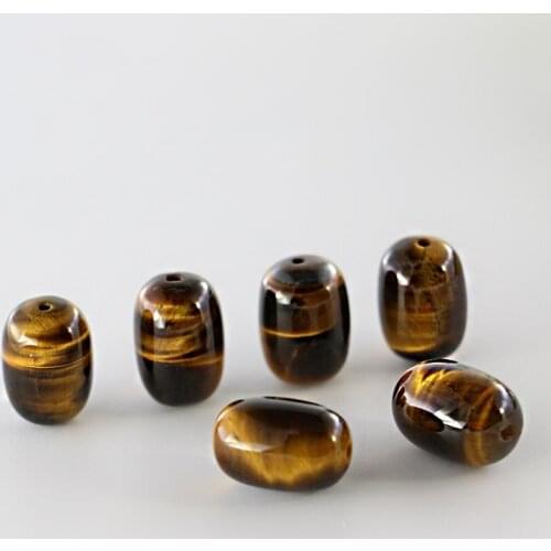 2 Pcs Natural Yellow Tiger Eye Stone Drum Tibetan Bucket Beads DIY Accessories Semi-finished AB+ A 2A Grade 11 x16mm 13 x18mm