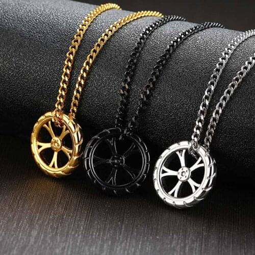 Titanium Steel Tire Shape Pendant Necklace For Men New Design Charms Choker Necklace Jewelry