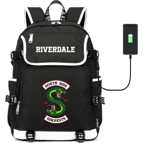 Riverdale South Side Serpents USB Charging Backpack Schoolbag Book Student USB Charge travel Bag Mochila
