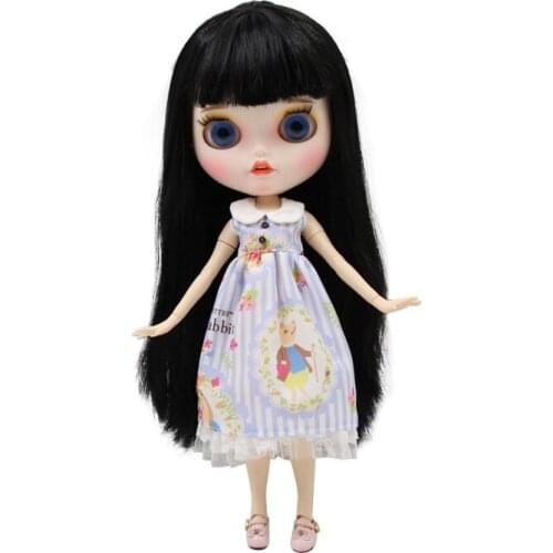 ICY 1/6 bjd 19 joint body 230BL117 long black straight hair new matte face with eyebrows small opened-mouth gift cute girl