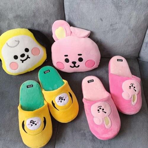 Kawaii Funny Home Soft Slippers Women Cute Cartoon Keep Warm Winter Plush Ladies Girls Flat Shoes Indoor Female Unisex 2021
