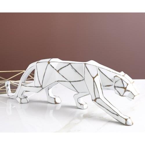 Nordic Black Gold Texture Leopard Crafts Ornaments Geometric Origami Animal Figurine Desktop Decor Home Decor Simple Sculpture