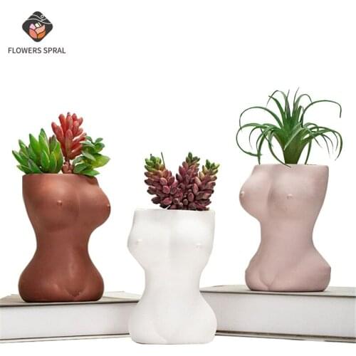 Modern Home Decoration Ceramic Flower Pots Characters Courtyard Garden Balcony Decoration Flower Pots Nordic Desktop Ornaments
