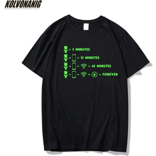 Toilet Break Wifi Geek Nerd Lazy Graphic Funny 100 % Cotton T Shirt For Men Summer Cool Mens Clothing Tops Plus Size