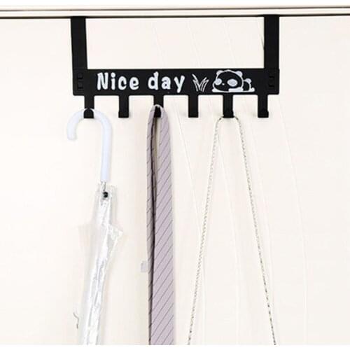 Home Accessories Over The Door Hook Hanger Heavy-duty Organizer 6-hook Rack Hollow Out Design For Coat Towel Bag Robe And Keys