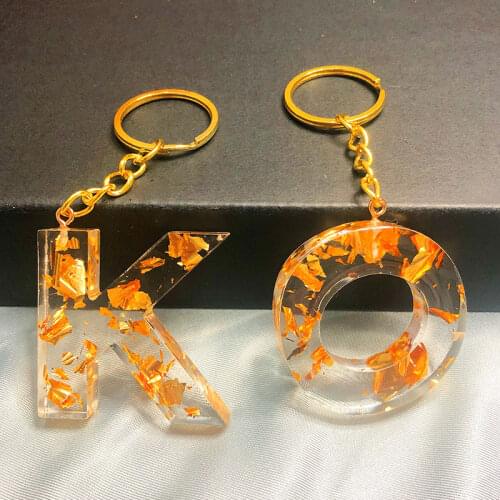 WANGLUFEI A-Z Initial Letter Keychains Keyrings For Women Men DIY Handmade Resin Alphabet Key Chain Handbag Charm Accessories