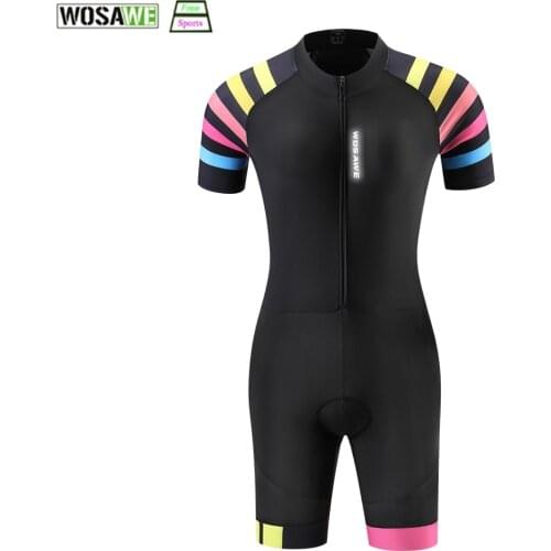 WOSAWE Womens Professional Short-sleeved Cycling Clothing Suit Sweat Shirt Clothing Ciclismo Racing Cycling Clothing Jumpsuit