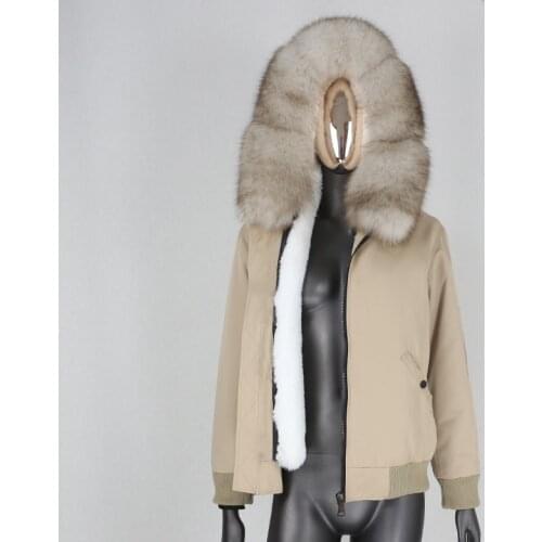 2021 Women Waterproof Bomber Parka Real Fur Coat Winter Jacket Women Natural Fox Fur Collar Hood Warm Outerwear Thick Warm