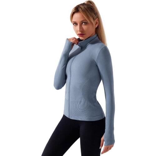 2021 Ladies Autumn Fitness Compress Sportswear Long Sleeve Front Zipper Female Jackets For Running And Gym