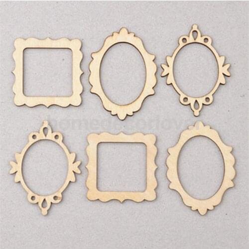10 Packs of 3 Unfinished Wooden Frame Craft Shapes Craft supplies Cutout DIY