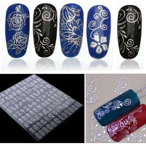 108PCS Metallic 3D Nail Art Stickers (Gold/Silver/White/Black )Adhesive Nail Art Stickers Decals DIY Nail Polish Sticker **NL107