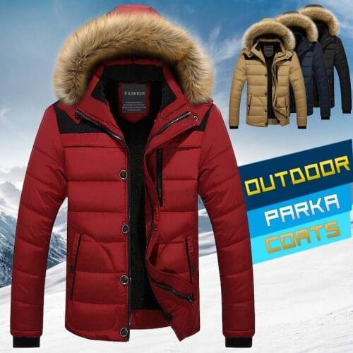 2021 Men Winter Jacket Coats Fur Collar Hooded Parka Down Jacket Outerwear Thick Men Warm Overcoat Wool Liner Coat Plus Size