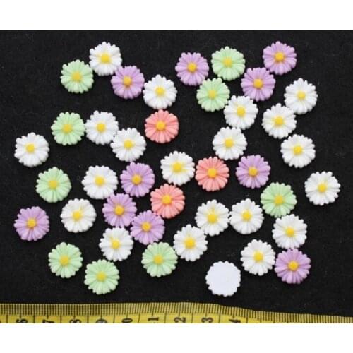 250pcs decoden mini daisy mumflower Resin Flower Cabochons cab - 12mm mixed colors