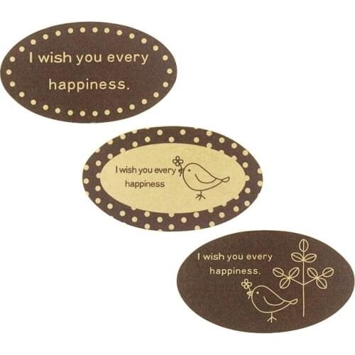 90 Pcs/lot Lovely simple line bird & tree Oval Kraft Sealing Label Sticker For Gifts Packaging Wedding Party Decorative Favors